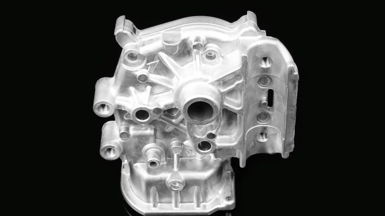 Representative aluminum die-cast motor housing with machined interfaces